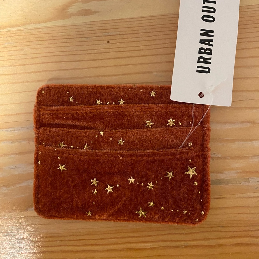 New Urban Outfitters UO celestial stars red velvet card holder cardholder case